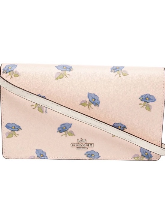 Coach Handbags - Coach Pink Floral Crossbody Wallet with Blue Blossoms